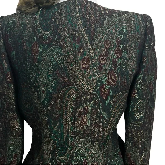 John Anthony Couture Green Paisley Evening Jacket - Picture 8 of 11
